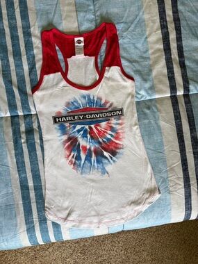 Harley-Davidson Red & White Racerback Tank Top